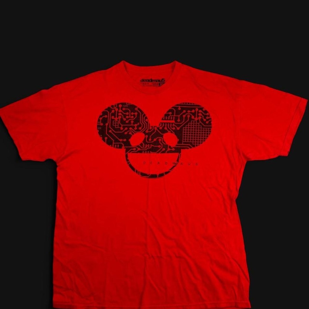Deadmau5 Shirt Mens XL Red Circuit Board Mau5head Graphic Tee EDM Rave Tour
